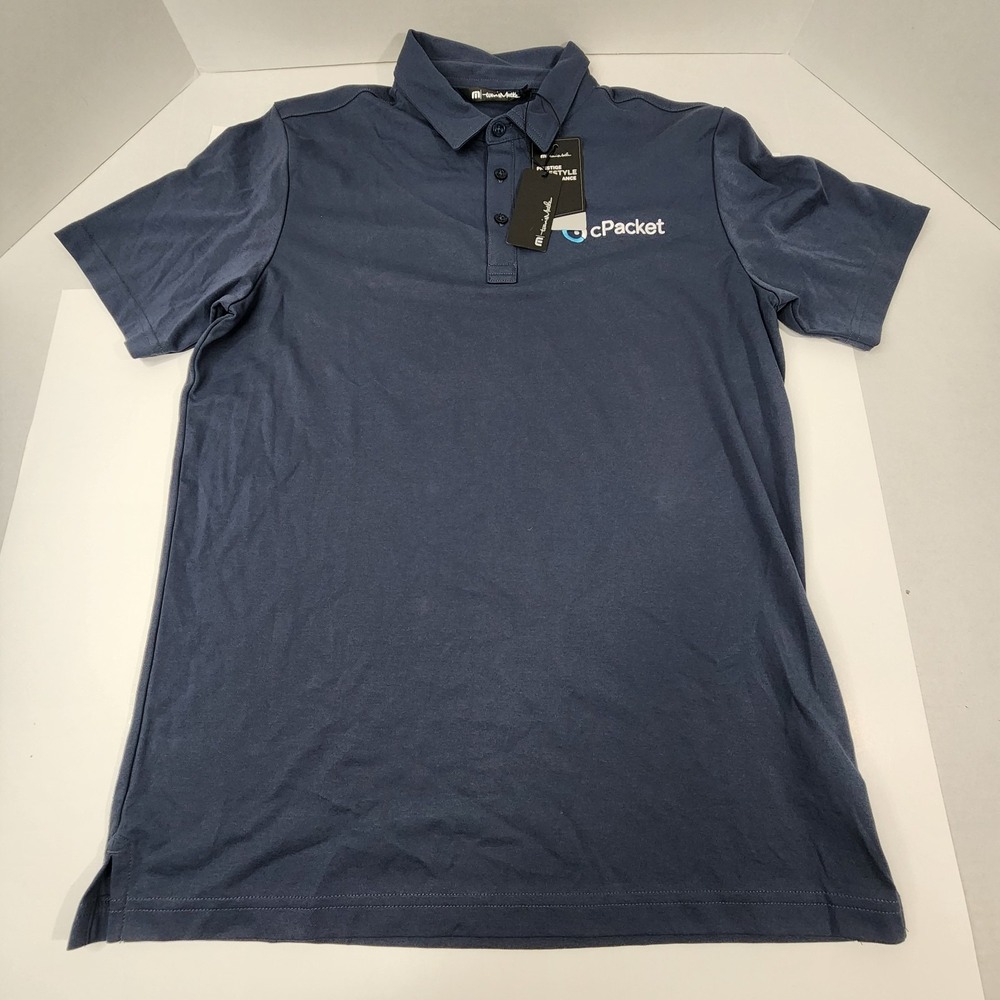 Travis Mathew Oceanside Golf Polo Shirt Men Sz Large Performance Blue Stretch